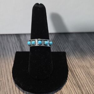 Adjustable Faux Turquoise Band Ring